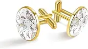 [Generic] Magic Unicorn Rainbow and Ice Cream Print Classic Stainless Steel Cufflinks for Mens, Suit Shirt Cuff Links Jewelry Business Wedding Gifts, Golden