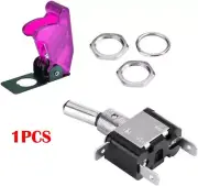 Car Purple Cover Purple LED Light Rokcer Toggle Switch SPST ON OFF