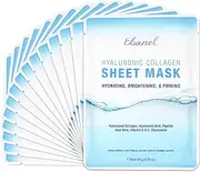 Ebanel 15 Pack Korean Collagen Face Mask Sheet, Deep Moisturizing Instant Hydrating Hyaluronic Acid Facial Masks for Skin Brightening Anti-Aging Anti-Wrinkle with Stem Cell Extracts and Peptide