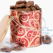 Mascot Pecan Chocolate Caramel Pecan Cluster Gift Tin 2 pounds! Ice Packed Ship
