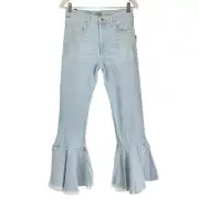 Citizens of Humanity Jeans Womens 27 Blue Drew Flounce High Rise Crop $258 Nwt