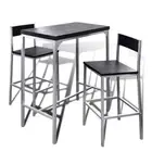 3 PCS Breakfast Bar Set Modern High Table Chairs Steel Frames Durable Furniture