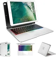 Upgraded | Touch Keyboard for iPad Pro 12.9 inch - 2017 (2nd Generation), 2015 (1st Gen) - iPad Pro 2nd Gen Case with Keyboard, Aluminum Alloy Hard Shell, 7 Colors Backlit, Auto Wake/Sleep, Silver