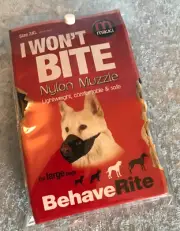 New MIKKI BehaveRite 'I Won't Bite' Canine Nylon Muzzle Size 3XL for Large Dogs