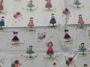 2Yd x 42" 100%cotton by "ADORN it"-Light Green Aqua Color w/sm GIRLS/Flowers NEW