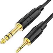 3ft 3.5mm 1/8" Male Stereo to 6.35mm 1/4" Male TRS Stereo Audio Cable Gold Plated Compatible with iPod, Laptop, Home Theater, Amplifiers, Guitar and More,1 Meter/Black
