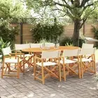 8 Pcs Folding Garden Chairs Cream White Fabric Outdoor Lounge Camping Chai 08918