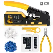 RJ45 Crimp Tool Kit, Ethernet Pass Through Crimper, Network Cat5 Cat6 Cat7 Cr...