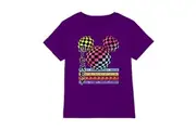 Mickey Mouse Childrens/Kids Press Start Checkerboard Gradient Logo T-Shirt (Purple) - UTTV15096