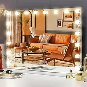 FENCHILIN Vanity Mirror with Lights 18 Dimmable LED Bulbs Large Hollywood Makeup Mirror 3 Color Modes with USB Charging Port Hollywood Mirror for Dressing Table Bedroom Wall Mounted 80x60cm White