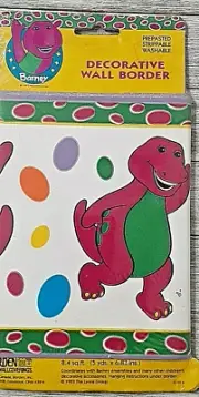 Barney Purple Dinosaur Cartoon Wall Border Pre-Pasted 5 Yd. Roll Lot #13