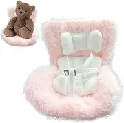 Toy Car Seat with Adjustable Seat Belt Cute Plush Small Doll Protectors Chair Car Ornament with Tuyere Clip & Fragrant Tablets for Display Doll and Decoration Ornament