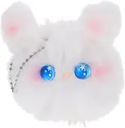 TOYANDONA Plush Bunny Wallet Key Bag Animals Fluffy Bunny Plushies Stuffed Bunny Pendant Cartoon Rings Cute Charm Locket of The Lid Stuffed Rabbit Decorative Ornament Pp Cotton White