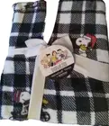 Peanuts Christmas Black & White Plaid Throw Blanket with Snoopy and Woodstock