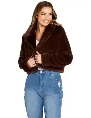[Sass] Xanthe Cropped Fur Jacket in Brown