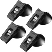 Flutesan 4 Pcs Suction Cup Clips Round Suction Cup Clamp Reusable Multiple Purpose Metal Holder Window Car Card Suction Cupholder for Car Sun Shade Cloth Cards Bills Office Kitchen Business