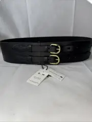 Rm Williams Double Ranger Leather Belt Black Size 32 RRP$179 New With Tags