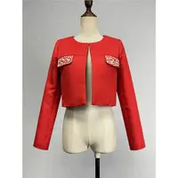 在飛比找ETMall東森購物網優惠-小香風品牌折扣紅色長袖短外套