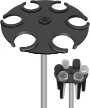Multi Microphone Holder up to 6 Mic Aluminum/Rubber Padding for Handheld Dynamic