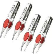 4Pcs Tweezers with Light, Eyebrow Makeup Tweezer Women Men, Stainless Steel Facial Hair Removal Eyebrow Plucker
