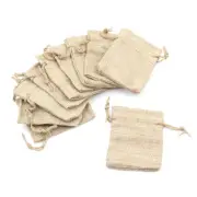10pcs Small Burlap Jute Sack Linen Pouch Bag Drawstring Wedding Suppli-t-