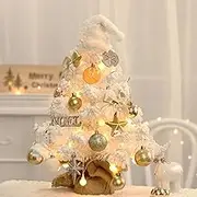YSOAE 45CM Mini White Christmas Tree, Artificial Tabletop Flocked Christmas Tree