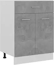 Drawer Bottom Cabinet in Concrete Grey 60x46x81.5 cm - Ample Storage with Drawer & Shelves – Engineered Wood, Ideal for Organized Kitchens