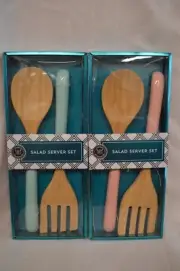 U PICK 2 PC Salad Server SET Food Peach GREEN Fork SPOON Serving PARTY Entertain