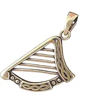[Kiss of Leather] Bronze Celtic Harp Pendant Br.177, Bronze