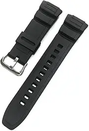 [ALMVIS] Silicone Replacement Wrist Strap Fit for Casio W-S220 HDD-S100 MCW-100 110H AE-2000W 16mm Waterproof Strap WatchBand(Silver Buckle)