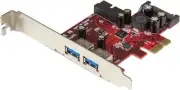 4 Port PCI Express USB 3.0 Card - 5Gbps - 2 External & 2 Internal - SATA Power -