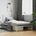 Metal Bed Frame King Single White with Headboard 107x203 cm No Mattress