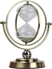 Sand Timer， 360° Rotating Large Antique Sand Clock Brass-Tone Metal Glass Timer 15 Minutes / 30 Minutes / 60 Minutes，Education Creative Toy Office Home(60 Minutes)