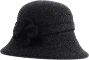 [BESTYASH] Top Hat Party Woman Costume Bonnet Black Fedora Hats for Women Stage Show Hat Beanie Hat Ladies Hat Fashion Cap Beret Beanie Women's Hats & Caps Women Hat Cashmere Dark Grey