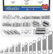 Glarks 96pcs Stainless Steel Extension Springs with Double Hook Sets 15 Sizes Small Spring Tension Spring Wire Assortment for Machinery Construction Industrial