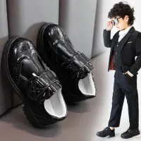 在飛比找momo購物網優惠-【橘魔法】黏貼款英倫風黑色亮面皮鞋 (表演 鋼琴演出 畢業典