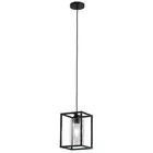 aiwen 1-Light Industrial Black Square Pendant Light Farmhouse Island Retro Light