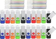 8GB Flash Drive 20 Pack, Wooolken USB 2.0 Memory Stick Thumb Drive Jump Drive USB Stick for Data Storage and Backup (Mixed Colors)