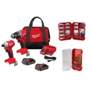 Milwaukee, M18 Compact Brushless 2 Tool Combo with Acessory Kits, Chuck Size
