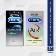 10Pk Durex Extra Time & 10Pk Durex Air Condoms - Combo 20 Pack