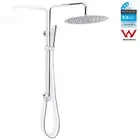 WELS Round 2 In 1 Sliding Rail Bottom Diverter 16'' Rain Shower Head Set Chrome