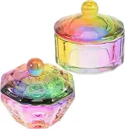 ASAKKURA 2pcs Manicure Cup Decorative Nail Art Dappen Dish for Mixing Nail Polish Powder Container for Professionals Salons Home Use