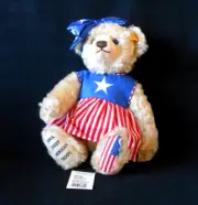 STEIFF DANBURY MINT "MRS. FIRST AMERICAN TEDDY" MOHAIR BEAR EAN #667589 - NEW!