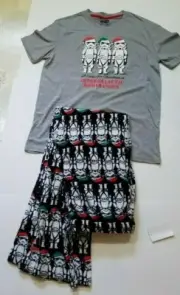Mens Disney Star Wars Christmas Storm Troopers 2 Piece Pajamas Set Size Large