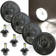 5-3/4" Smoked Crystal Headlight Black Glass Light H4 6K 20/40w LED Bulbs Set (for: Subaru)