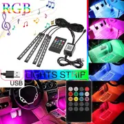 RGB LED Glow Interior Car Lamp Kit Under Dash Foot Well Seats Inside Lighting US