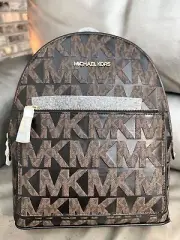 Michael Kors Adina Medium Backpack 3D Graphic Logo Signature Brown Black