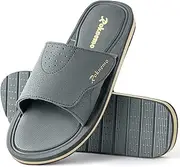 [Roknemo] Mens Slide Sandals Adjustable Athletic Casual Comfort Lightweight Open Toe Slides Sport Sandals with Memory Foam Soft Cushion Footbed, Grey, 11