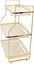 White and Gold Bathroom Storage Shelf Wall Mounted Corner Organizer Standing Rack for Living Room, Modern and Simple Style Design (3 Tier)