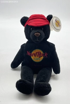 Vintage Hard Rock Cafe Los Angeles Bear 9" Plush Charlie Beara Black Red Hat